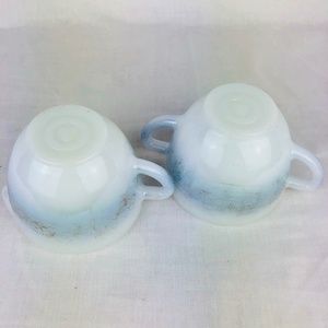 Federal Milk Glass Cream & Sugar Scribbles Pattern